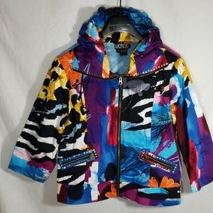 Berek Womens Zip Up Multi Color Jacket Size Large